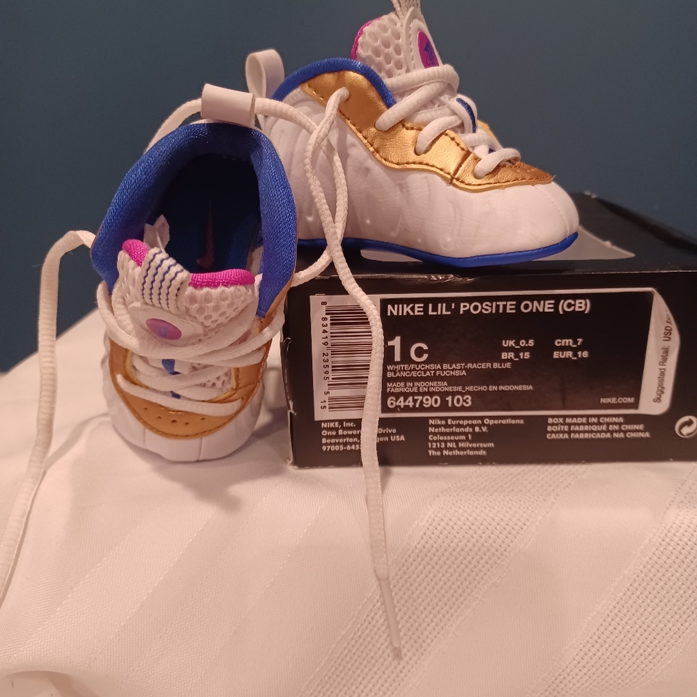 Pre-owned Nike Lil' Posite One White Fuchsia Blast Racer Blue (644790-103)